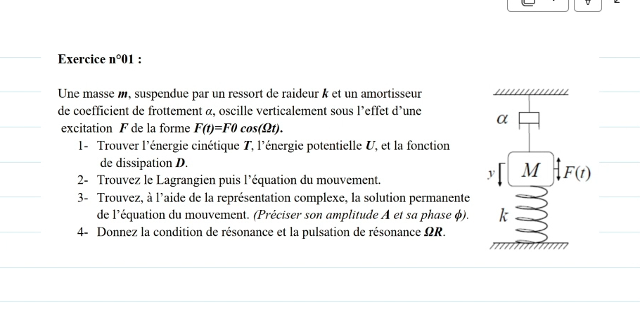 TD4 – Exercice 01 système forcé amorti